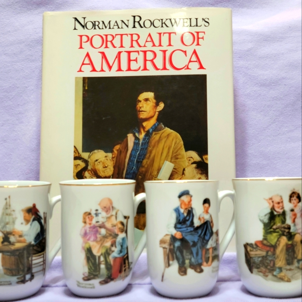 Norman Rockwell Book & Collector Cups